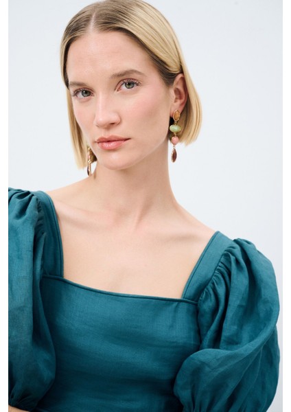 Arkası Gipeli Keten Elbise K.yesil 12444936000 modelleri