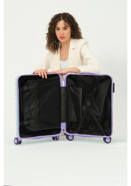 Unisex Turkuaz Lila Kabin Boy Küçük Silikon Kırılmaz Pp Valiz fırsatları