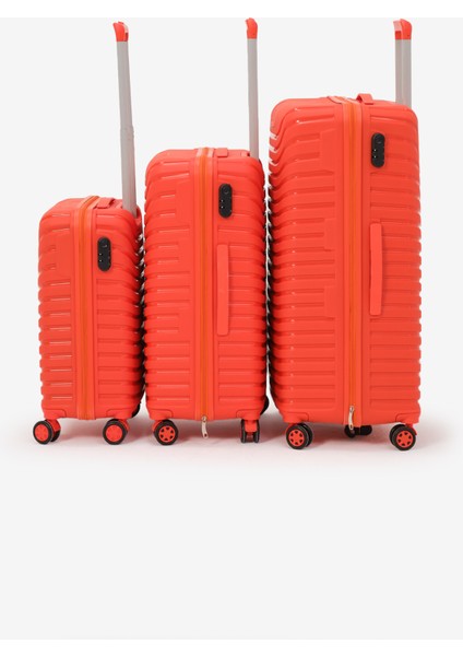 Unisex Turuncu 3'lü Set Silikon Kırılmaz Pp Valiz modelleri