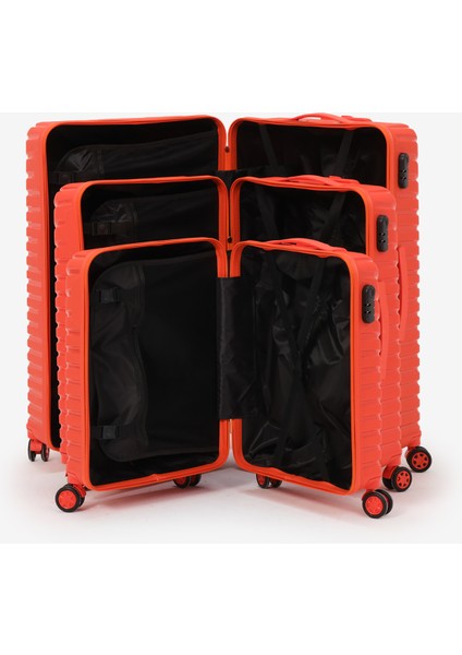 Unisex Turuncu 3'lü Set Silikon Kırılmaz Pp Valiz indirimleri