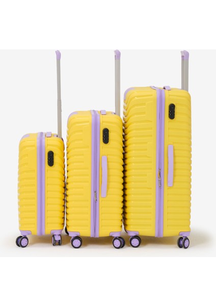 Unisex Sarı Lila 3'lü Set Silikon Kırılmaz Pp Valiz modelleri