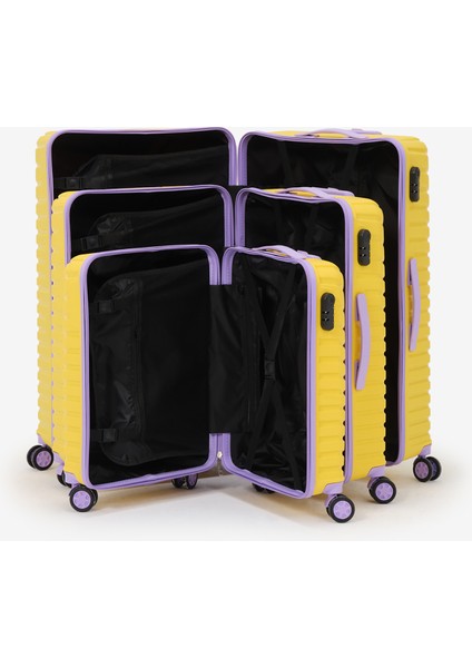 Unisex Sarı Lila 3'lü Set Silikon Kırılmaz Pp Valiz indirimleri