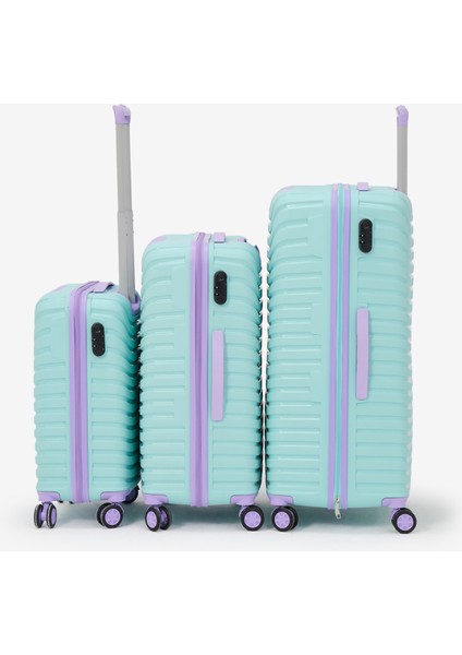 Unisex Turkuaz Lila 3'lü Set Silikon Kırılmaz Pp Valiz modelleri