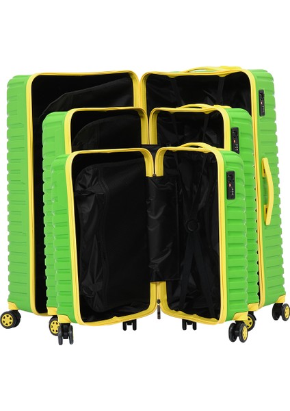 Unisex Yeşil Sarı 3'lü Set Silikon Kırılmaz Pp Valiz indirimleri