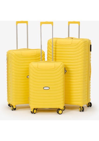 Unisex Sarı 3'lü Set Silikon Kırılmaz Pp Valiz