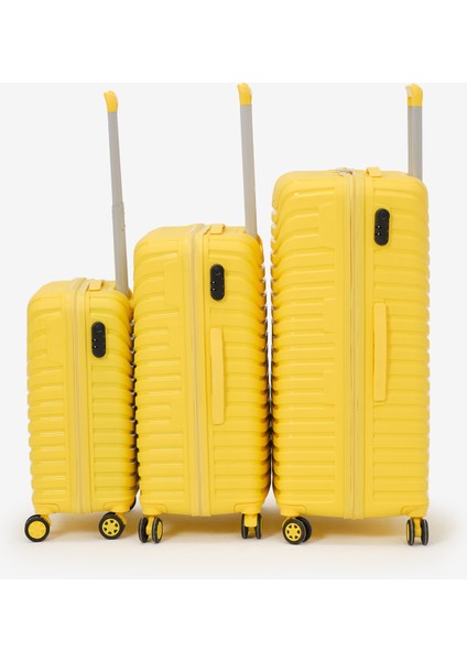 Unisex Sarı 3'lü Set Silikon Kırılmaz Pp Valiz modelleri