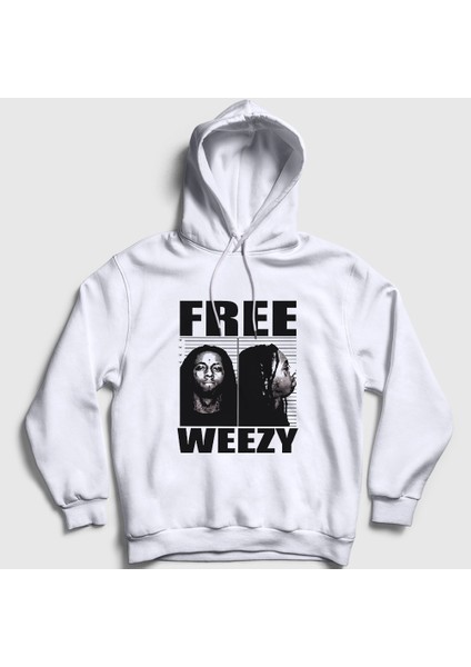 Unisex Beyaz Free Weezy Lil Wayne Kapüşonlu Sweatshirt