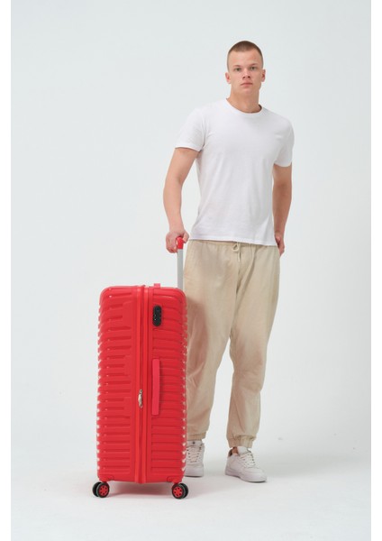 Unisex Kırmızı Büyük Boy Silikon Kırılmaz Pp Valiz modelleri