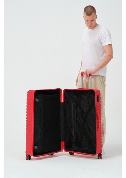 Unisex Kırmızı Büyük Boy Silikon Kırılmaz Pp Valiz fırsatları