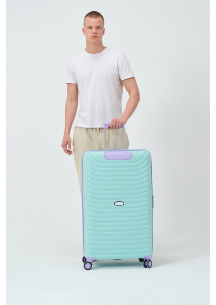 Unisex Turkuaz Lila Büyük Boy Silikon Kırılmaz Pp Valiz