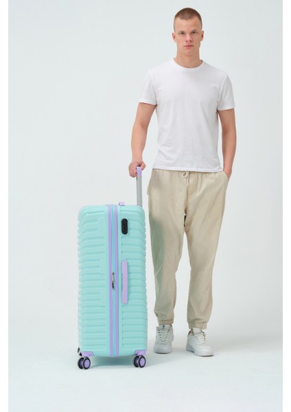 Unisex Turkuaz Lila Büyük Boy Silikon Kırılmaz Pp Valiz fiyatları