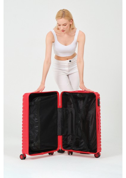 Unisex Kırmızı Orta Boy Silikon Kırılmaz Pp Valiz modelleri