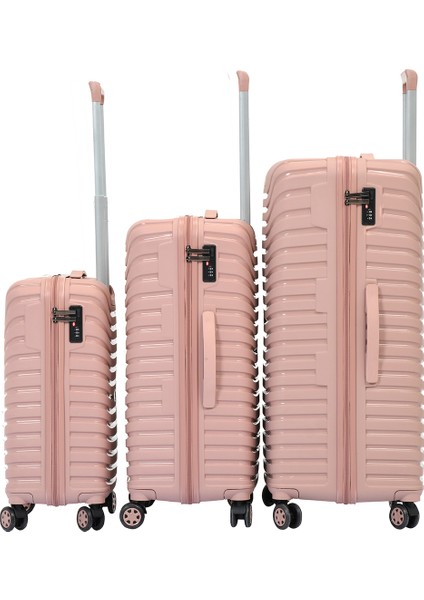 Unisex Pudra 3'lü Set Silikon Kırılmaz Pp Valiz modelleri