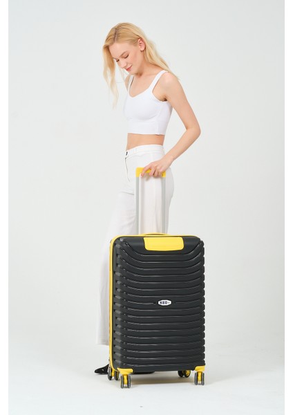Unisex Siyah Sarı 3'lü Set Silikon Kırılmaz Pp Valiz fiyatları