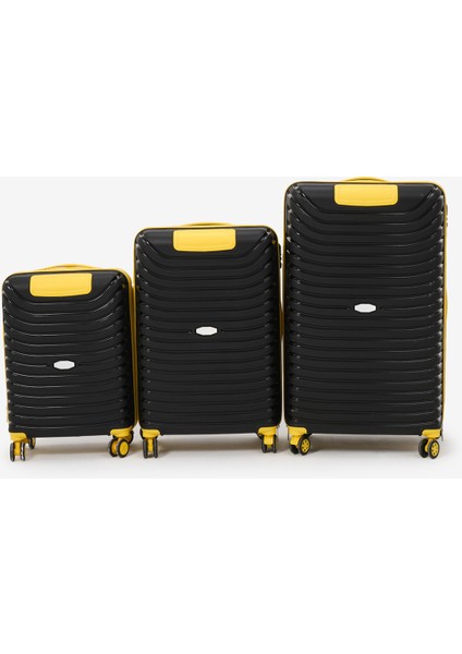 Unisex Siyah Sarı 3'lü Set Silikon Kırılmaz Pp Valiz fırsatları