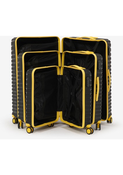 Unisex Siyah Sarı 3'lü Set Silikon Kırılmaz Pp Valiz indirimleri