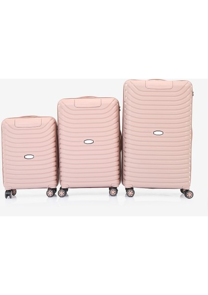 Unisex Açık Pembe 3'lü Set Silikon Kırılmaz Pp Valiz modelleri