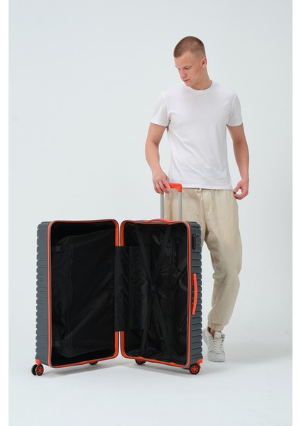 Unisex Füme Turuncu Büyük Boy Silikon Kırılmaz Pp Valiz fırsatları