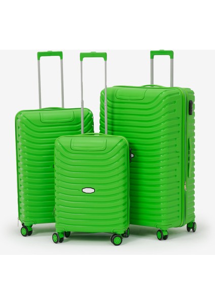 Unisex Yeşil 3'lü Set Silikon Kırılmaz Pp Valiz