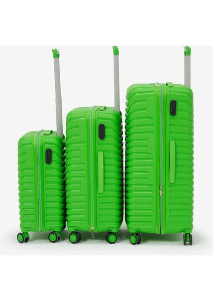 Unisex Yeşil 3'lü Set Silikon Kırılmaz Pp Valiz modelleri