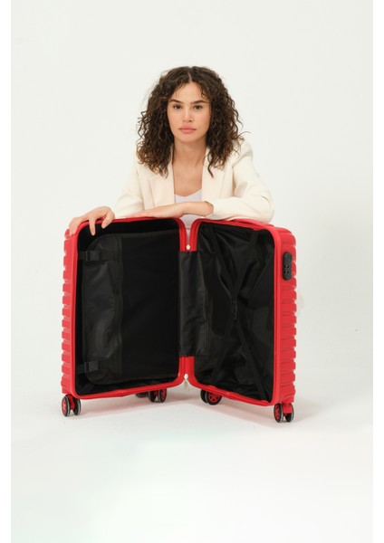 Unisex Kırmızı Kabin Boy Küçük Silikon Kırılmaz Pp Valiz fırsatları