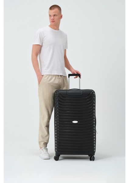 Unisex Siyah Büyük Boy Silikon Kırılmaz Pp Valiz