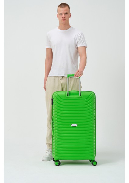 Unisex Yeşil Büyük Boy Silikon Kırılmaz Pp Valiz