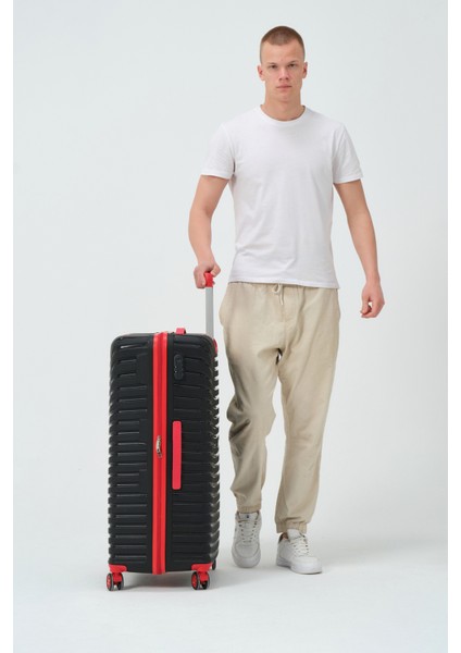 Unisex Siyah Kırmızı Büyük Boy Silikon Kırılmaz Pp Valiz modelleri