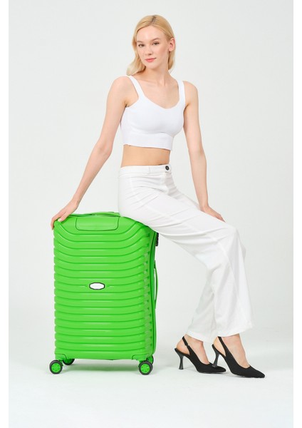 Unisex Yeşil Orta Boy Silikon Kırılmaz Pp Valiz
