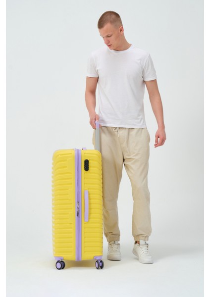 Unisex Sarı Lila Büyük Boy Silikon Kırılmaz Pp Valiz modelleri