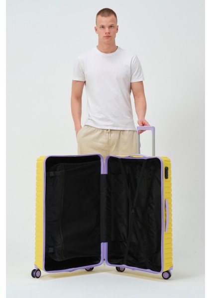 Unisex Sarı Lila Büyük Boy Silikon Kırılmaz Pp Valiz fırsatları