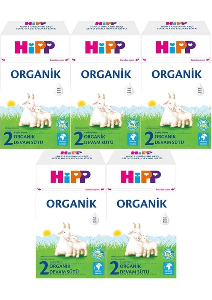 Organik Keçi Sütü Bazlı Devam Sütü 400GR No:2 (6.aydan Itibaren) (5 Li Set)