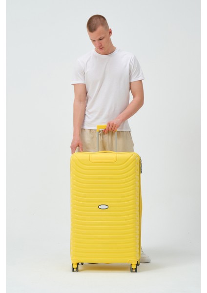 Unisex Sarı Büyük Boy Silikon Kırılmaz Pp Valiz