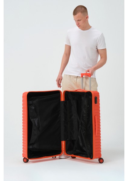 Unisex Turuncu Büyük Boy Silikon Kırılmaz Pp Valiz modelleri