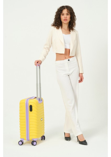 Unisex Sarı Lila Kabin Boy Küçük Silikon Kırılmaz Pp Valiz modelleri