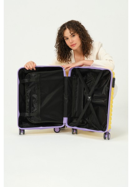 Unisex Sarı Lila Kabin Boy Küçük Silikon Kırılmaz Pp Valiz fırsatları
