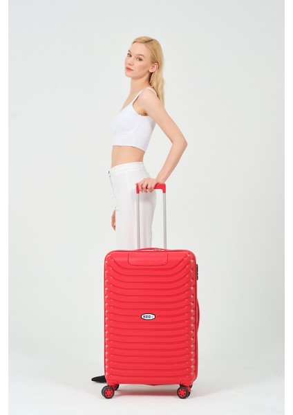 Unisex Kırmızı 3'lü Set Silikon Kırılmaz Pp Valiz fiyatları