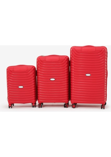 Unisex Kırmızı 3'lü Set Silikon Kırılmaz Pp Valiz fırsatları
