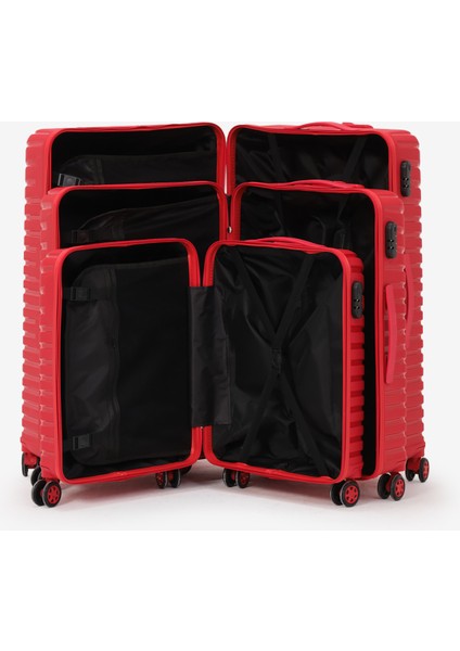 Unisex Kırmızı 3'lü Set Silikon Kırılmaz Pp Valiz indirimleri