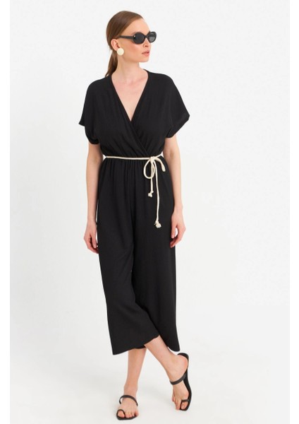 Kadın Siyah Kruvaze Bürümcük Tulum OR10007 modelleri