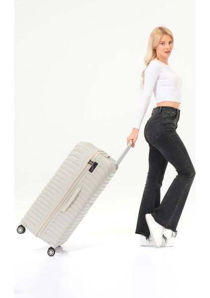 Unisex Krem Büyük Boy Silikon Kırılmaz Pp Valiz fiyatları