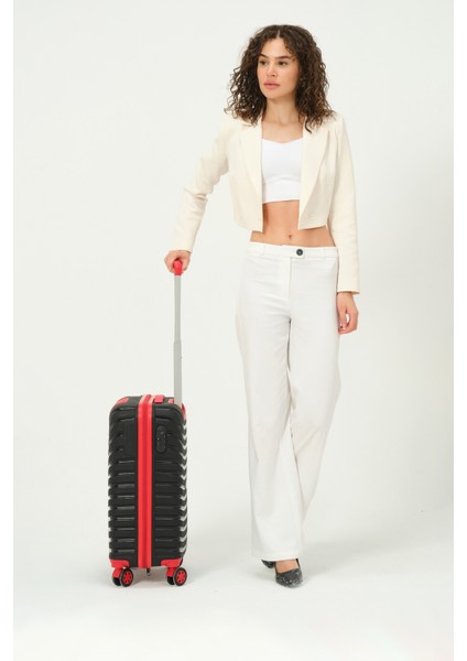 Unisex Siyah Kırmızı Kabin Boy Küçük Silikon Kırılmaz Pp Valiz fiyatları