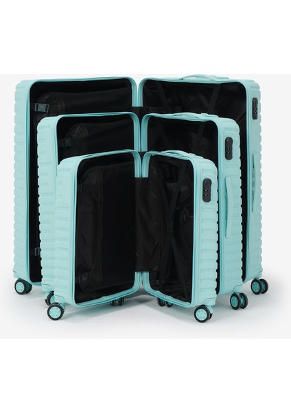 Unisex Turkuaz 3'lü Set Silikon Kırılmaz Pp Valiz indirimleri