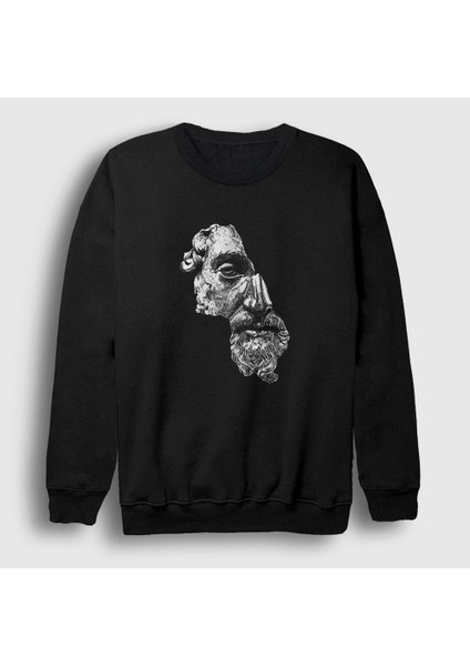 Unisex Siyah Half Face Bust Marcus Aurelius Sweatshirt