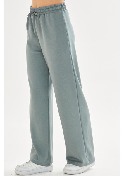 Kadın Modal Kumaş Rahat Kalıp Geniş Paça Eşofman Altı Yeşil 8101-Y fiyatları