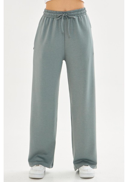 Kadın Modal Kumaş Rahat Kalıp Geniş Paça Eşofman Altı Yeşil 8101-Y fırsatları