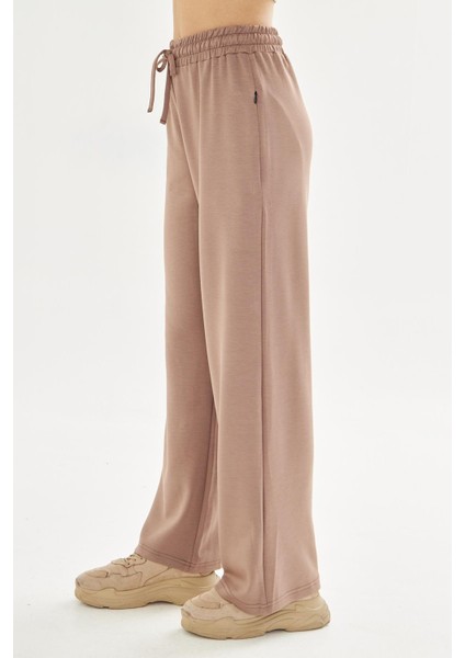 Kadın Modal Kumaş Rahat Kalıp Geniş Paça Eşofman Altı Kahve 8101-K fiyatları