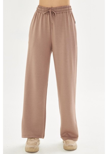 Kadın Modal Kumaş Rahat Kalıp Geniş Paça Eşofman Altı Kahve 8101-K fırsatları