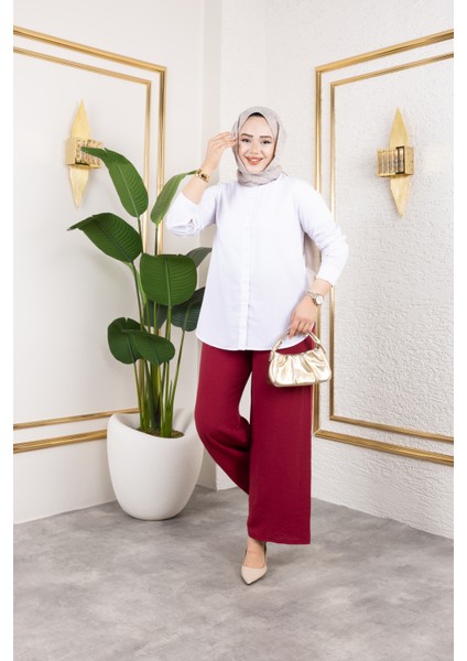 Beli Lastikli Salaş Ayrobin Pantolon - Vişne Çürüğü / A0103 modelleri