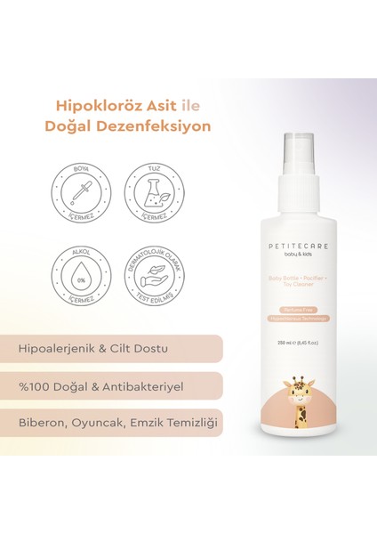 %100 Doğal Biberon, Emzik, Oyuncak Temizleyici, Parfümsüz, Kimyasal Içermez, Vegan, 250 ml fiyatları